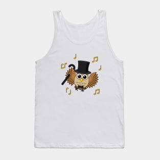 Cute Dancing Owl with Music Notes Cartoon without BG Tank Top